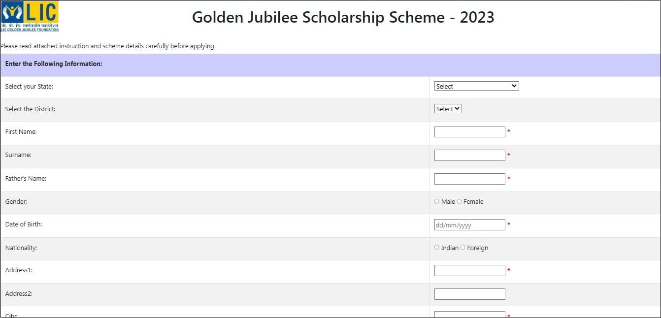 LIC Golden Jubilee Scholarship 2024 Details