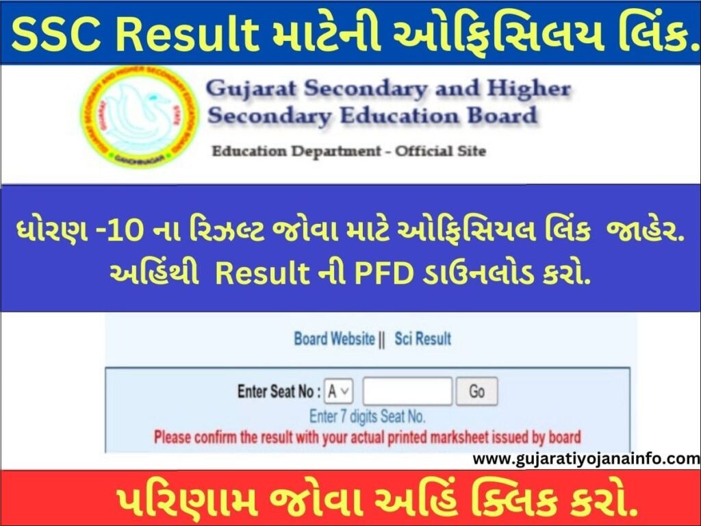 ધોરણ10 નું આ પરીણામ ત્રણ રીતેથી ચેક કરો. SSC Result 2024 Gujarat